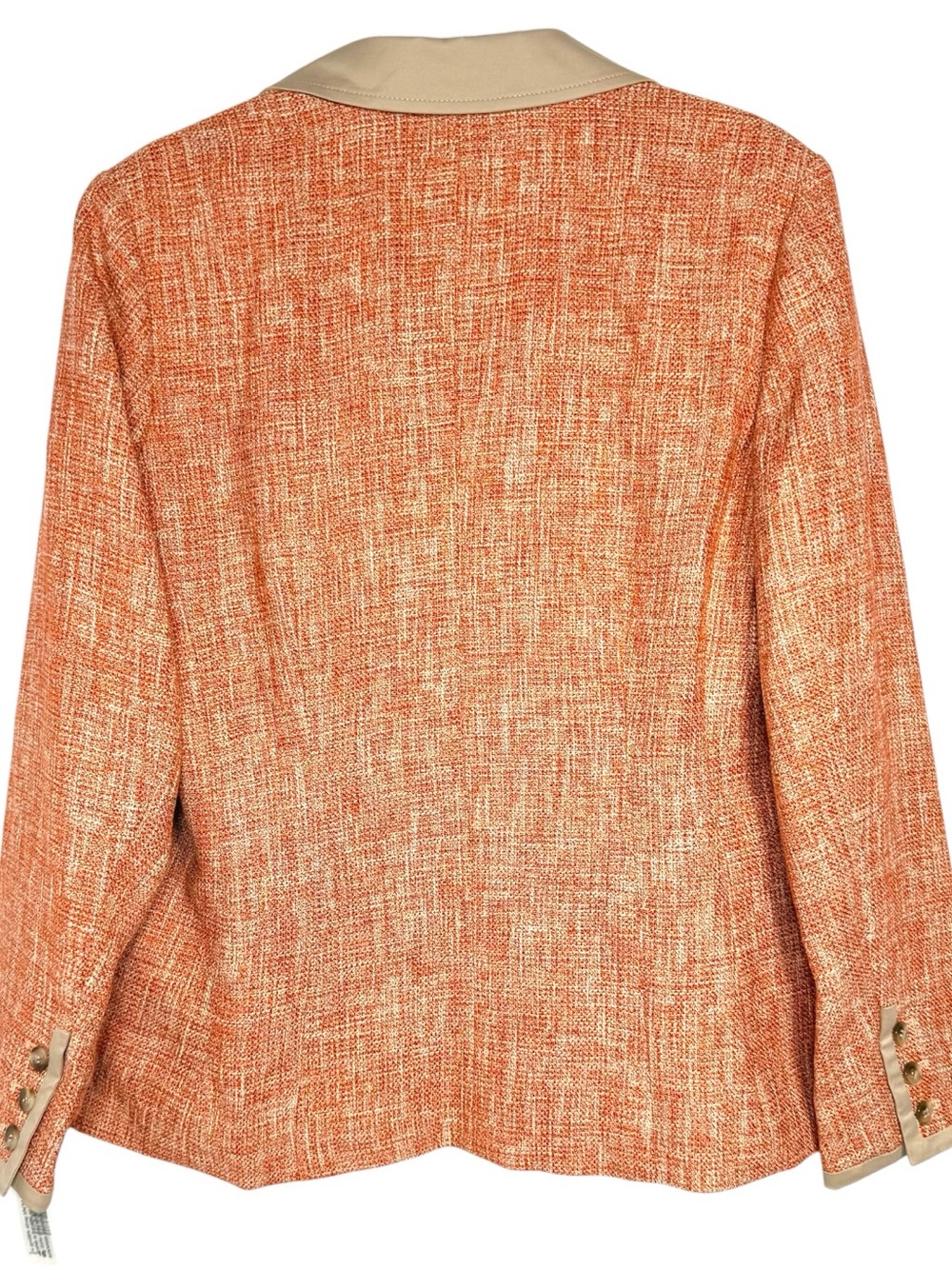 NWT Pendleton Coral Orange Tweed Blazer Jacket Size 16 Beige Trim - Picture 5 of 12
